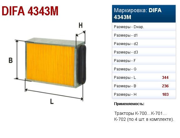 Фильтр воздушный (квадратный) К-700/К-701(ДИФА)