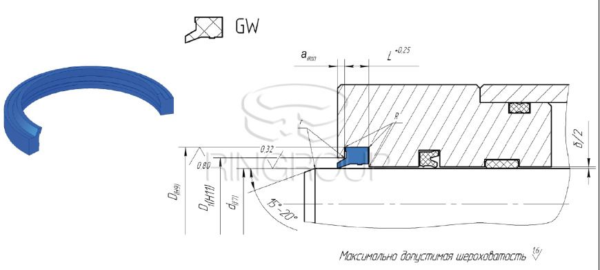 Грязесъемник штока GW-040 (40х48.6х5.3/7.2) TPU