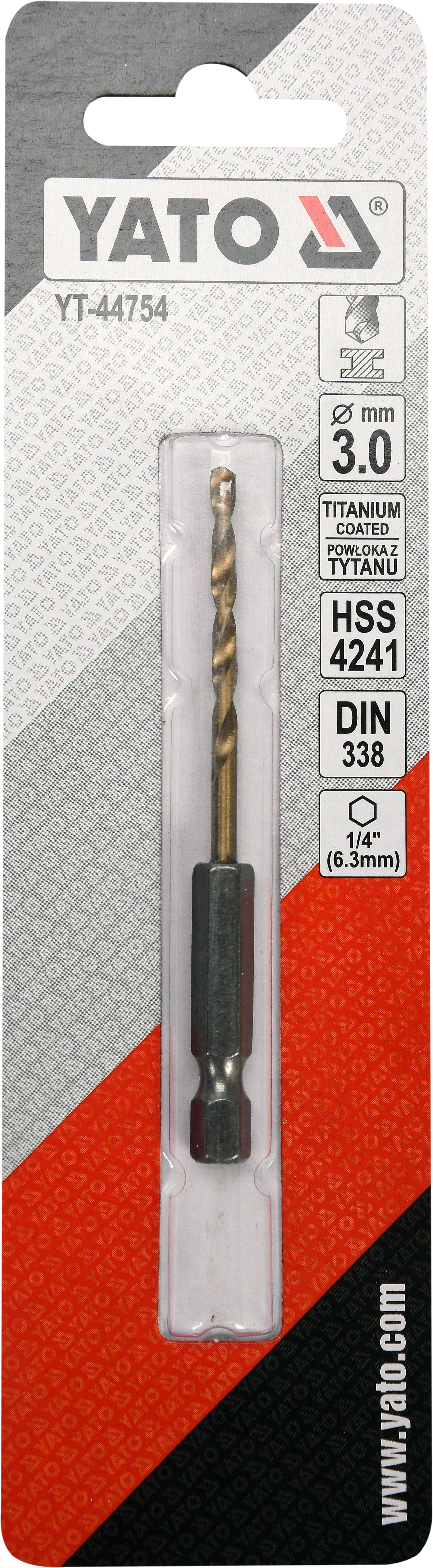 Сверло HSS-TiN 3,0мм (1/4 HEX)